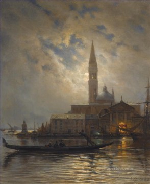 Venecia clásica Painting - VENECIA A LA LUZ DE LA LUNA Alexey Bogolyubov paisaje urbano vistas de la ciudad clásica